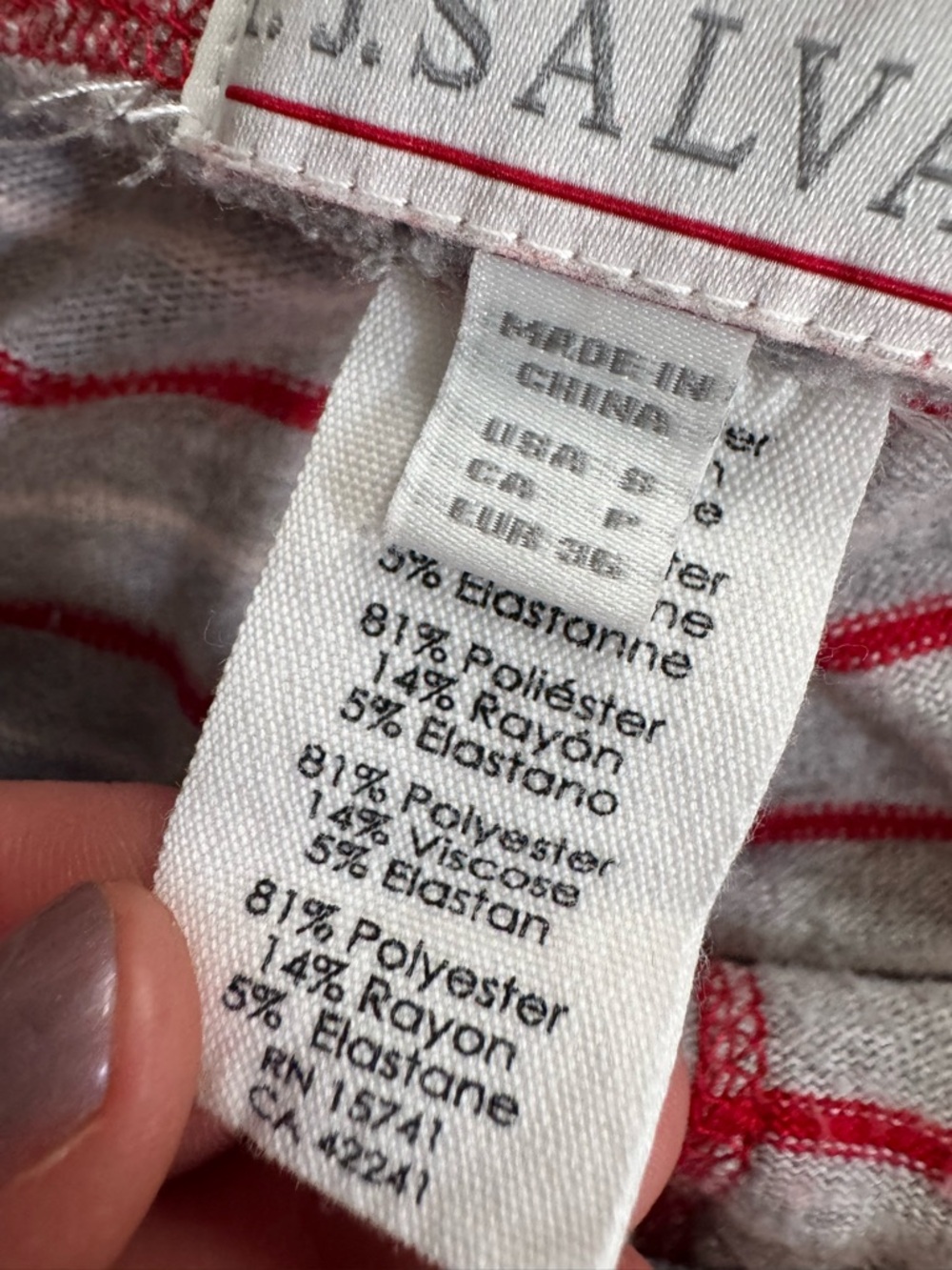 PJ Salvage Gray and Red Striped Women’s Pajama Set - Picture 6 of 8